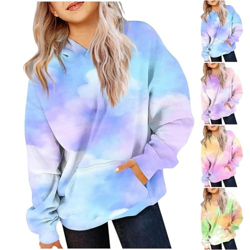 Girls Teen Cute Gradient Color Hoodies Oversized Trendy Preppy Sweatshirts Long Sleeve Tops Fall Hooded With Pockets