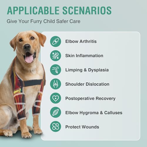 Image of Dog Elbow Protector for Osteoarthritis Canine Elbow and Shoulder Support Dysplasia Elbow Calluses Pressure Sores Dog Front Leg Brace for Better Recovery with Reflective Both Legs XL