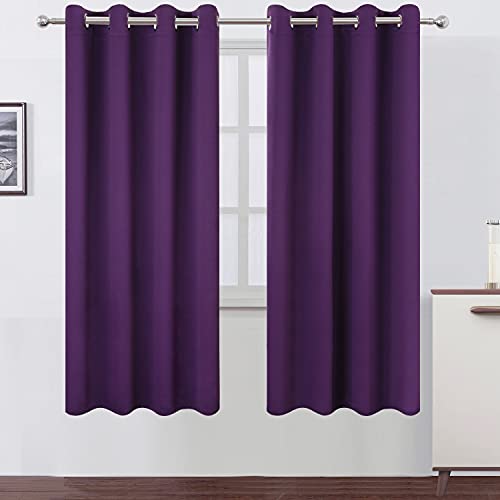 Image of LEMOMO Purple Thermal Blackout Curtains /52 x 72 Inch /Set of 2 Panels Room Darkening Curtains for Bedroom