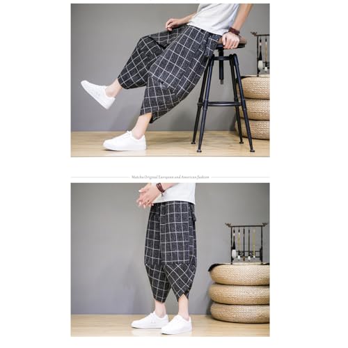 Seidarise Men's Casual Linen Pants Loose Fit Elastic Drawstring Waist Straight-Legs Summer Yoga Beach Long Pants4