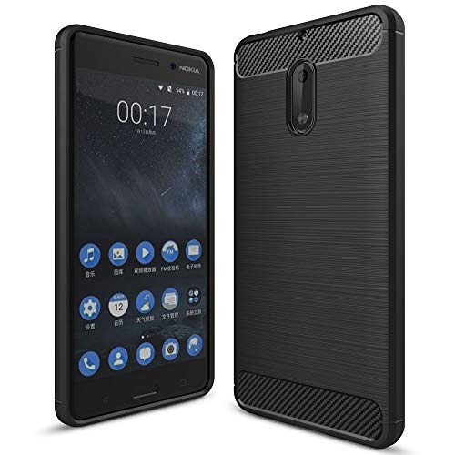 NALIA Silicone Case Compatible with Nokia 6, Ultra-Thin Protective Phone Cover Rugged TPU Rubber-Case Gel Soft Skin, Shockproof Slim Back Bumper Protector Smartphone Back-Case Shell - Black