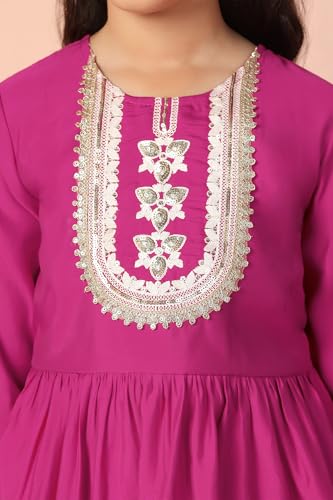 Image of Fashion Dream Girl's Chanderi Silk Ethnic Kurta and Sharara Set|Kids Salwar Suit Set|Sharara Set for Girls