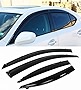 Slim VIP Style Clip On Smoke Tinted Window Visor with Black Trim Compatible for 2006-2013 Lexus IS250 IS350 is-F