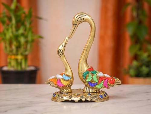 Image of KridayKraft Love Birds Swanset Pair of Kissing Duck Metal Statue,Love for Romantic Gift to Boyfriend,Girlfriend,Decor Your Home,Office,Showcase,Animal Showpiece Figurines. (Stone 1)