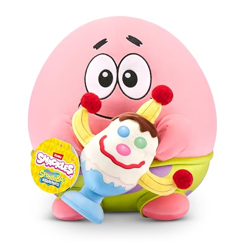 Snackles Peluche de 35 cm de Personaje Bob Esponja de ZURU, Peluche con Accesorio de Snacks (Patrick Star)