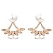 AnaZoz Boucles d'Oreilles Or 18 Carats Diamant Perle 'Un Petit Ventilateur Sur l'Oreille'