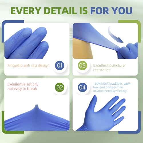 Jointown Biodegradable Nitrile Exam Gloves, Disposable Medical Surgical Gloves, Violet Blue Nitrile Glove, Latex Free, Food Safe, 200 Count, XSmall - Image 5