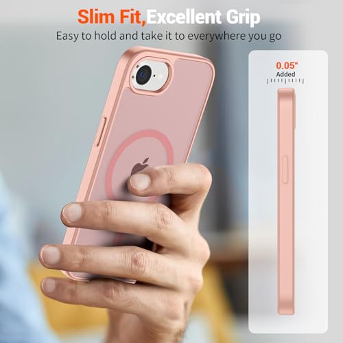 Image of SUPFINE Magnetic for iPhone 17e Case /iPhone 16e Case (Compatible with MagSafe)(Military Grade Drop Protection) Slim Translucent Matte Shockproof with Anti-Fingerprint Phone Case,Pink