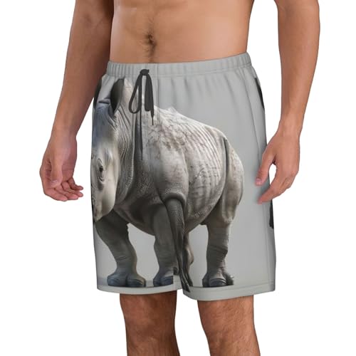 Animal Rhino Print Beach Shorts Swim Trunks Swimwear for Men Bathing Suit Men's Shorts with 3 Pockets2