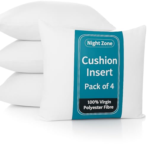 NIGHTZONE 24 x 24 Cushion Inner Pads Square Insert Fillers- Pack of 4 (60 x 60 cm) Anti-Allergy Cushion Stuffer Inserts