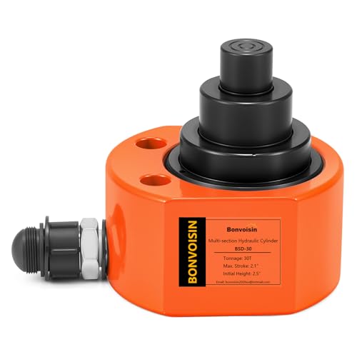 Image of Bonvoisin Hydraulic Ram Jack 30T Low Profile Porta Power Cylinder Multi-Section 2.13 inch Stroke Lifting Cylinder for Machinery Shipbuilding Bridge Construction
