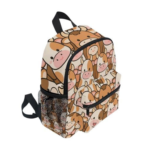 Crowded Cows Brown Toddler Girls Boys Backpack Kids School Bookbag with Name Tag2