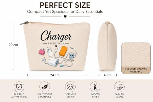 Image of DRUDRAYA Canvas Charger Pouch | Printed Storage Zipper Bag (Pack of 2)