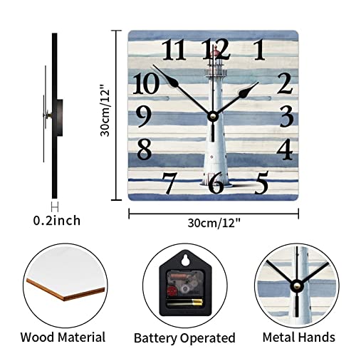 Reloj de pared cuadrado de madera de 12 pulgadas miniatura 2