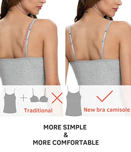 Image of Vislivin Womens Cotton Camisole Adjustable Strap Tank Tops with Shelf Bra Stretch Undershirts