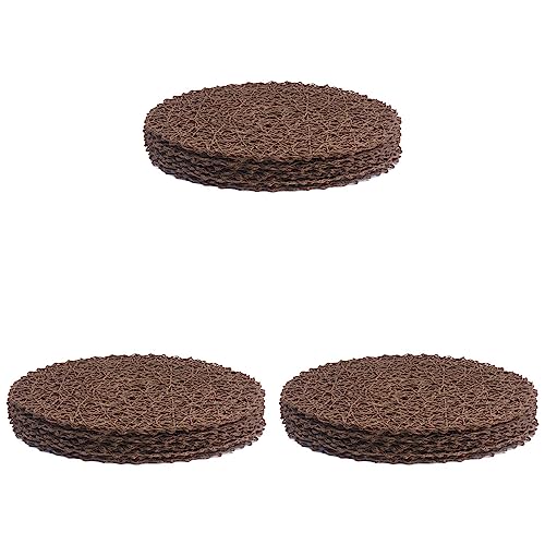 Youbones Redondo Fibra De Papel Tejidos Manteles Individuales Decorativos Natural Mat Fiestas Fiestas 15 Conjunto De 36 (Café)