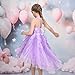 Girls Halter Dress Lavender Pleated Mermaid Sequin Party Tulle Size 12