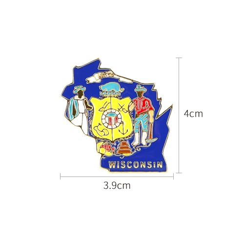 Image of State Shaped Map Lapel Metal Pin Enamel Brooch Keepsake Beautifully Designed for Backpack Hat