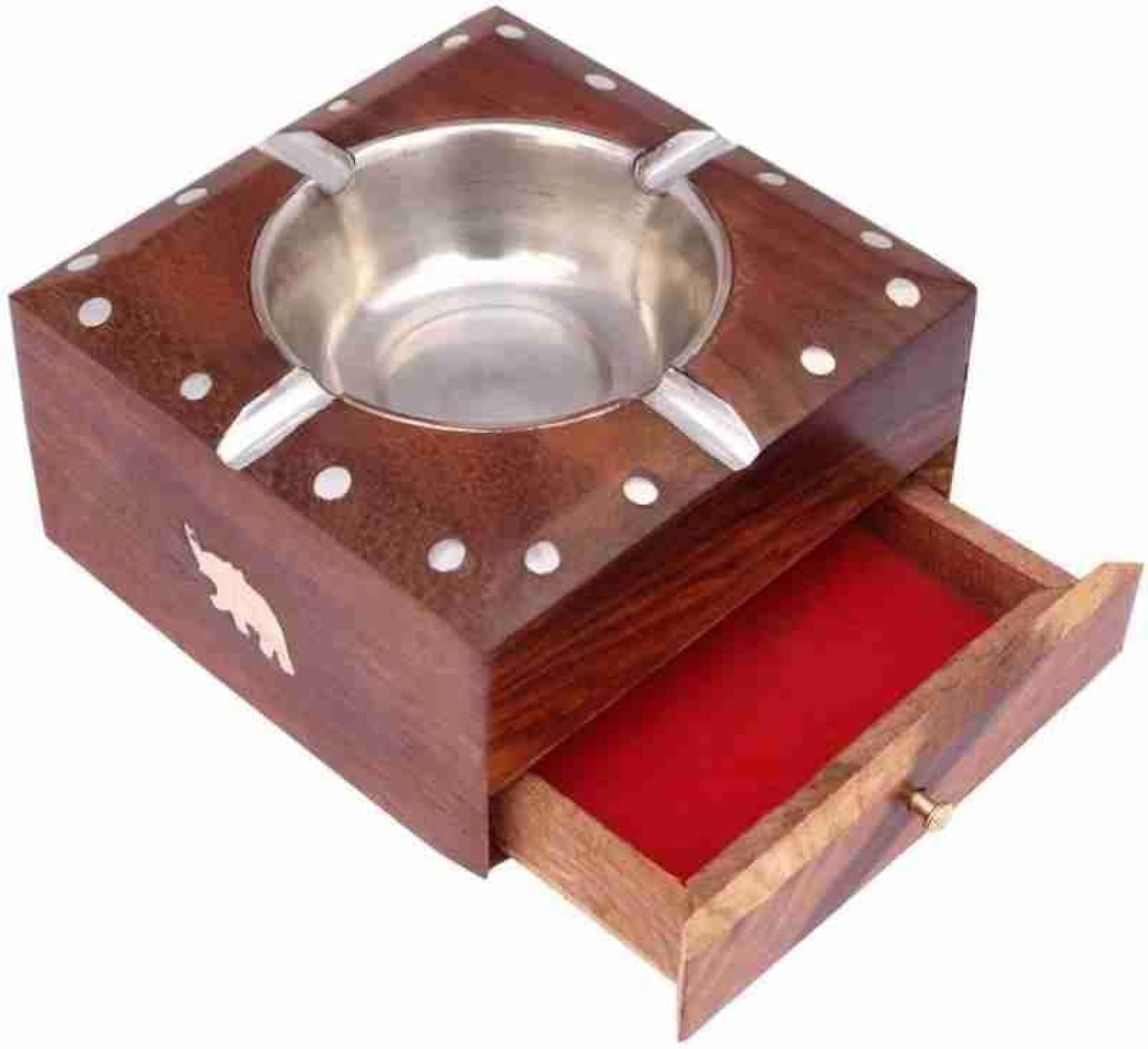 Wooden Dror Cigarette Ashtray, Set of 1 for Bar & Home Use