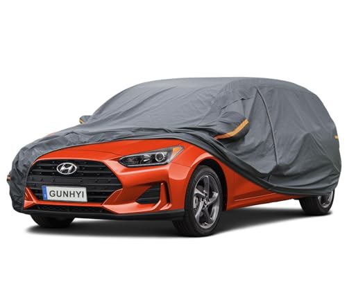Image of GUNHYI Premium Car Cover Custom Fit Hyundai Veloster, 16 Layers Heavy Duty Car Cover Waterproof All Weather with Zipper Door for Sun Rain Snow Dust Uv Protection