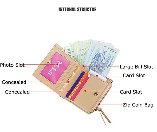 Moonwind Women Cute Doodle PU Leather Short Purse Bifold Wallet Organizer Billfold Coin Wallet for Girls (Giraffe)