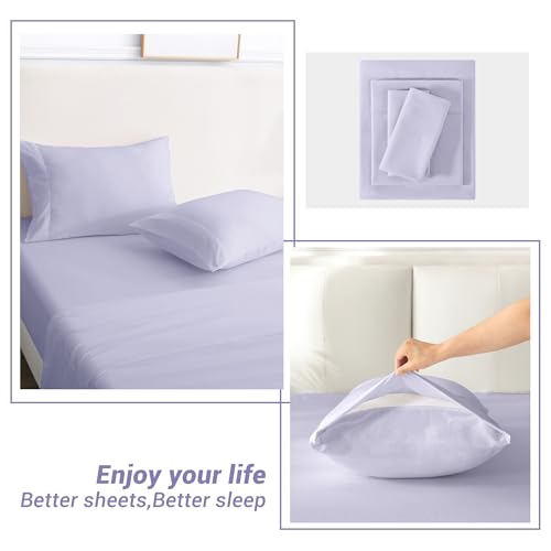 Image of Softan Microfiber Twin Sheet Set with Non-Slip Corner Straps, Voilet | 15 inch Deep Pocket Fitted Bed Sheets, Double Brushed Microfiber, Sheets & Pillowcase for All Season