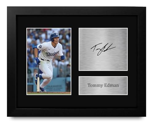 HWC Trading Tommy Edman Los Angeles Dodgers Gifts Printed Signed Autograph Picture for Baseball Memorabilia Fans - US Letter Framed (ID-007283)