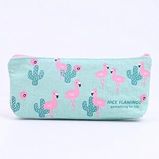 Loialpupy Astuccio in tela con fenicottero, per cancelleria, con grande capacità