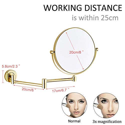 Miroir de maquillage mural pivotant 360° et extensible double face - 3