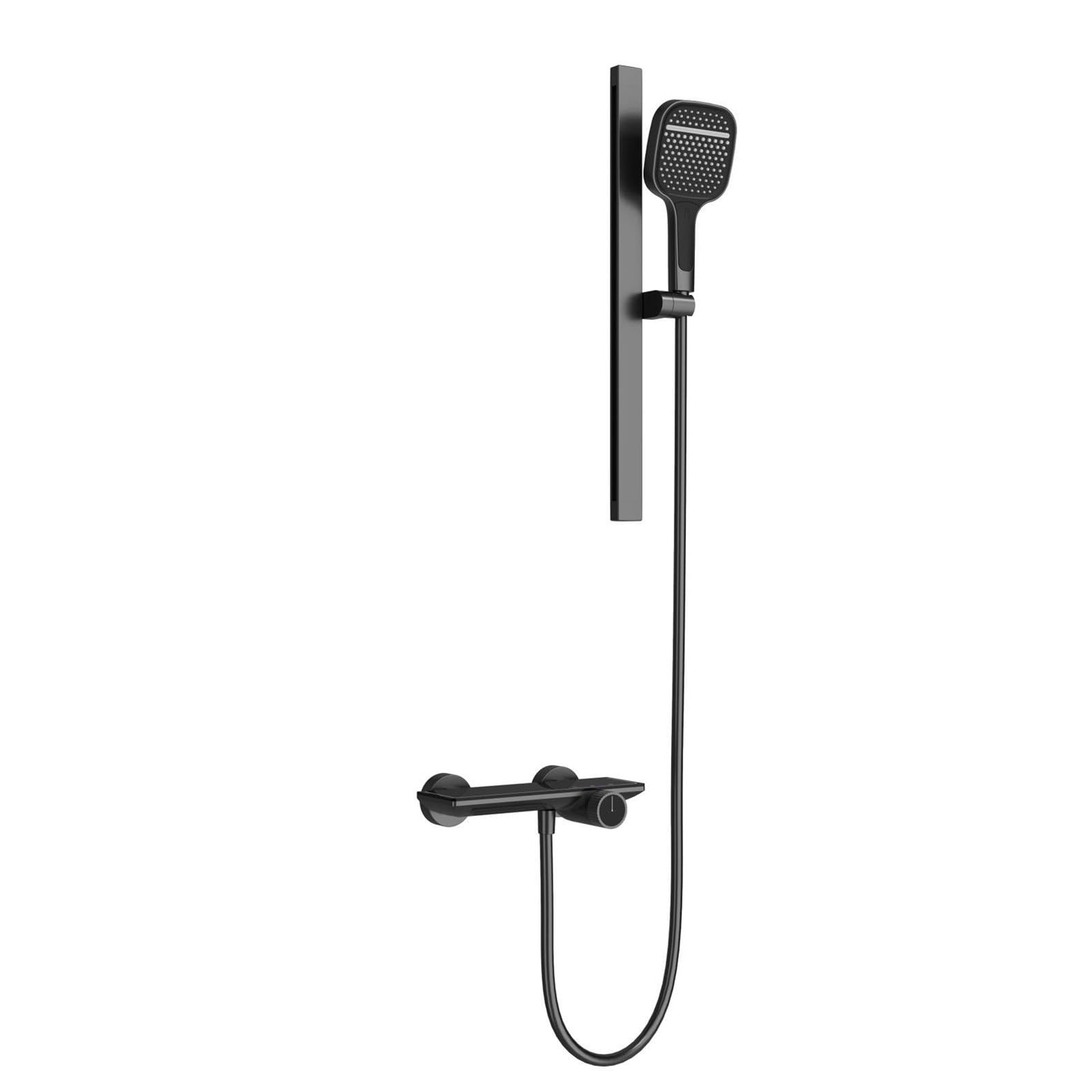 SWENEEN Led Digital Display Shower System With Wall Mounted Bathtub Faucet Tub Spout 3 Functions Handheld Spray Mixer Diy Combo Set,Grey
