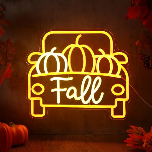 Huquary Fall Neon Sign Autumn Decor Pumpkin Truck LED Lights