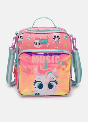 Kit Mochila Com Rodinhas + Lancheira Unicórnio Music Puket