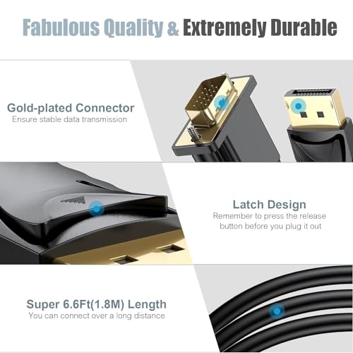 8K DisplayPort to HDMI 3m Cable, Gold-Plated DisplayPort (DP) to HDMI Cable Compatible for Lenovo Dell, HP, Asus and other brand - Image 4