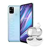 Wiko Pack View5 Plus Smartphone débloqué 4G (128 Go + 4 Go RAM - Quad Caméra 48MP - Batterie 5000 mAh) Iceland Silver + Wibuds Essentials