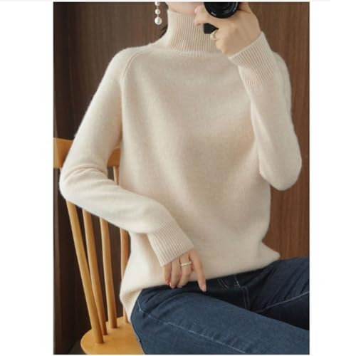 Women's Solid Turtleneck Cashmere Knit Sweater，Wool Fall Winter Casual Long Sleeve Sweaters Crew Neck Pullover3