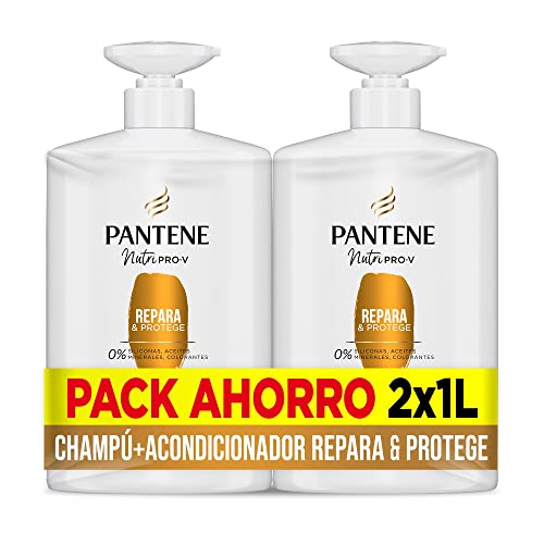 Pantene Repara Y Protege con Nutri Plex tecnologia, Champú Pro-V + Antioxidantes, 1000ML + Acondicionador, Fortalece Desde El Interior, Para Pelo Seco Y Dañado, 1000ML