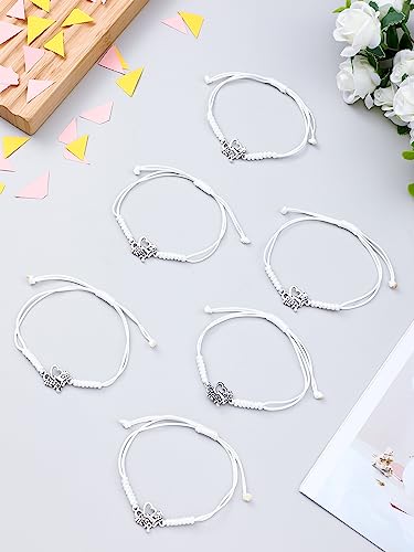 Image of Inbagi 48 Pcs Cheer Team Gifts Bulk Cheerleader Bracelet Party Favors | Adjustable, Jewelry Accessories, Squad Gifts for Team Members, End of Season Appreciation, Braided Cord with Heart Charm