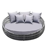 minieell Sun Bed Cushion Cover, 66' Outdoor Daybed Cushion Cover, Waterproof Round Bed Replacement Cushion Cover for Patio Daybed (Bed and Cushion not Included), Grey