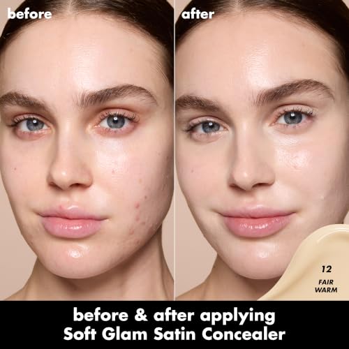 Image of e.l.f. Soft Glam Satin Concealer, Medium Coverage For Blemishes & Under-Eye, Crease-Resistant, Long Lasting, Vegan & Cruelty-Free, 12 Fair Warm