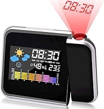 LED Projection Alarm Clock, Alarm Clock with Projection, Snooze Digital Alarm Clock, Clock Projection on Ceiling, LCD Display, 180° Projection/Temperature Display/Time Date Display, for