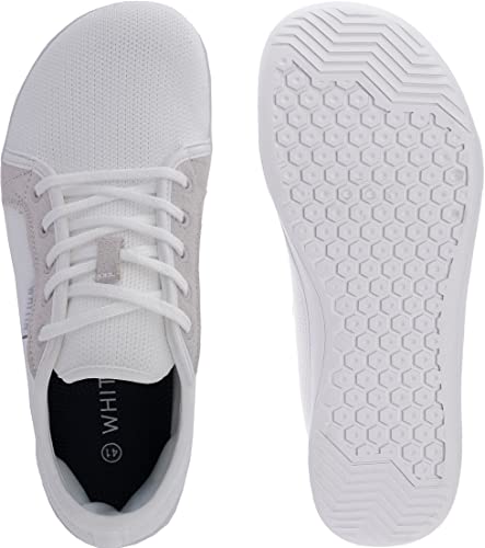 Image of WHITIN Women's Minimalist Barefoot Shoes | Zero Drop Sole | Wide Width Fashion Sneaker, W81 | All White, 7 Wide