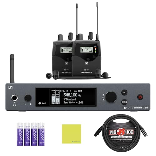 Image of Sennheiser EW IEM G4-Twin Bundle - Wireless in-Ear Monitor System | Stage-Ready Kit Comes with Pig Hog PHM10 8mm Mic Cable, 4-Pack Blucoil AA Batteries and Polishing Cloth