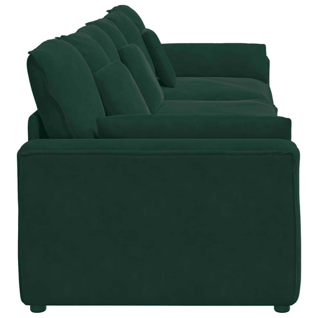 Sofá modular verde oscuro con cojín, tela de terciopelo, 324 x 105 x 64 cm, marco de metal, elemento de montaje de 3 piezas, para salón, salón y cine en casa
