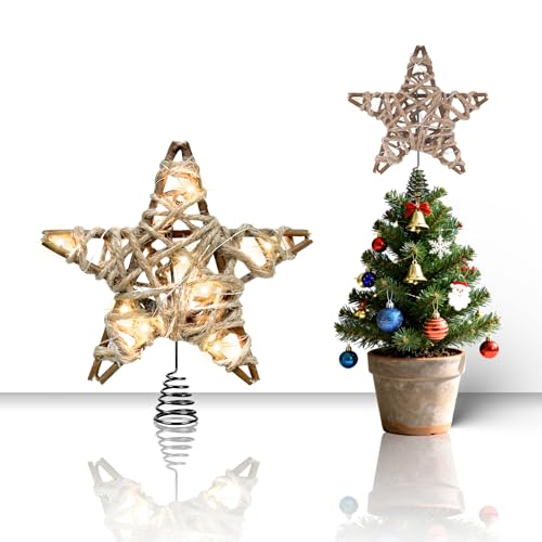 Christbaumspitze Retro-Geflechtstern mit Beleuchtung,...