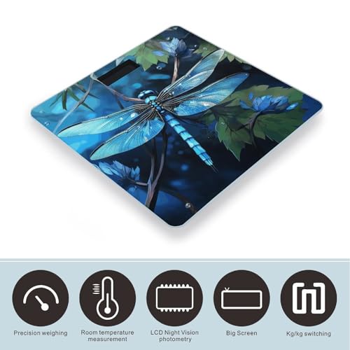 Báscula Digital de Baño Art Blue Dragonfly de Vidrio Templado miniatura 3