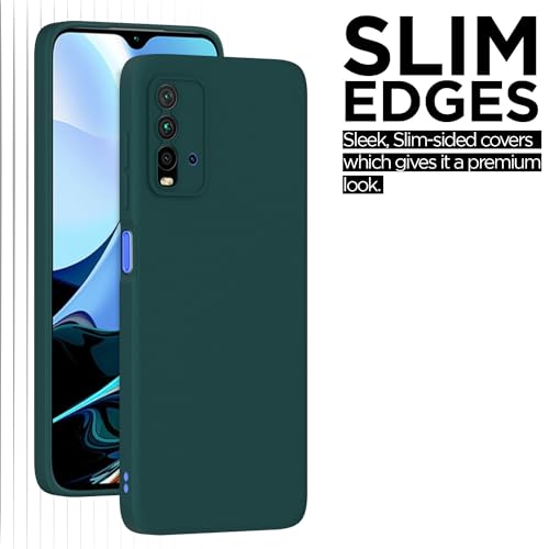 Image of Outlouders Back Cover for Redmi 9 Power /Poco M3 | Camera Protection | Durable Soft Matte Silicone Bumper Case (Green)