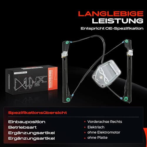 Frankberg Fensterheber Vorne Rechts Kompatibel mit Golf V 1K1 Schrägheck 2/3-Türer 2003-2009 1K3837462