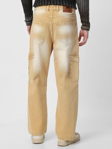 Image of Neostreak Men's Loose Baggy Fit Washed Cargo Jeans with 6 Pockets Non-Stretchable