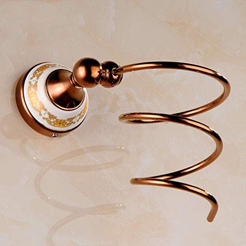 YYONGAO Hair Dryer Holder European Copper Plated Rose Gold Hair Dryer Rack Ceramic Rose Gold Hair Dryer Rack Bathroom Hair Dryer Bracket