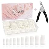 Nagel Tipps Künstliche Nägel Zum Aufkleben 500 Stück Fake Nails - Stabile Tips Für Gelnägel - Nail Tips Mit Nagelstudioqualität + GRATIS Nagelknipser (natürliche Farbe)